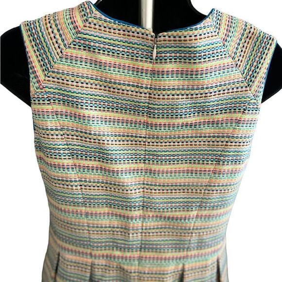 Shoshanna Prism Neon Pleated Fit and Flared Retro Dress - Picture 13 of 15